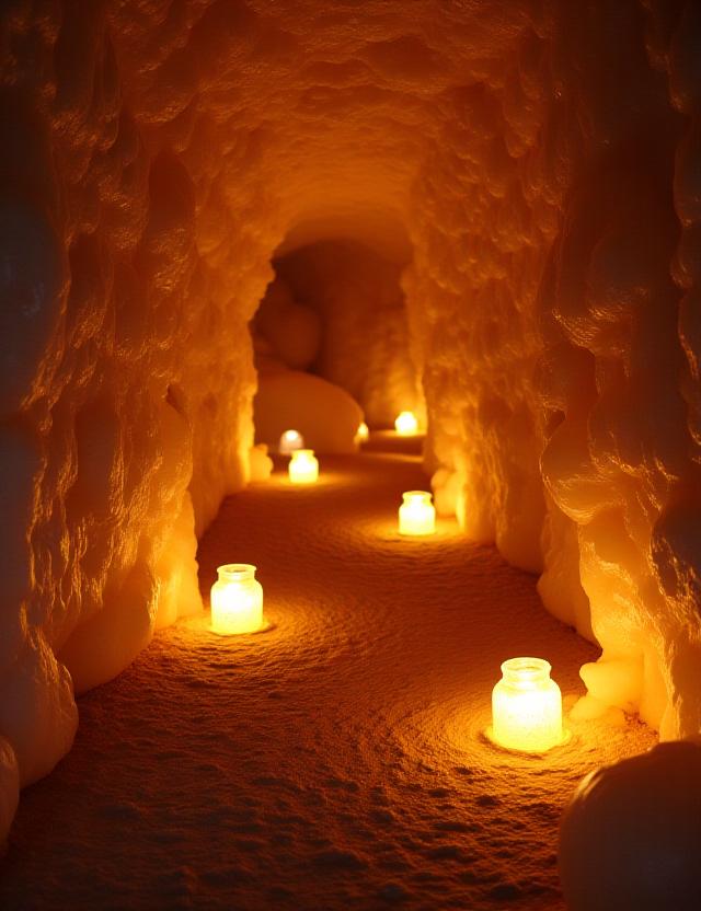 Stylowe oświetlenie w kopalni soli